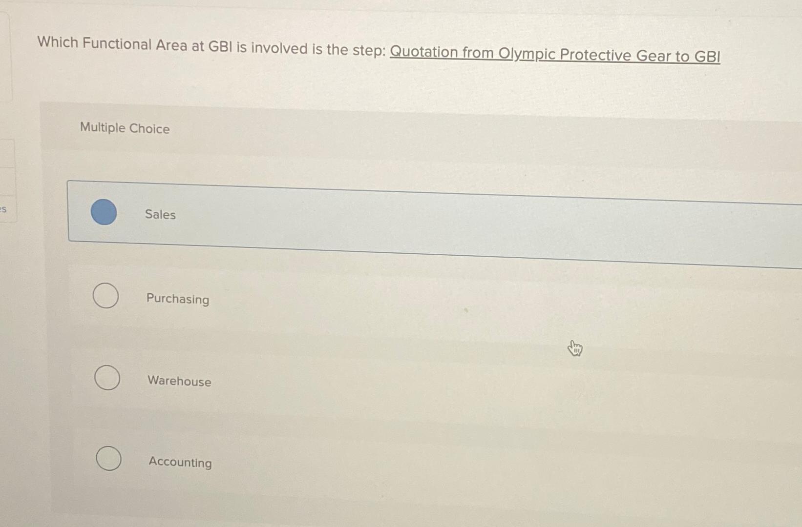  Which Functional Area at GBI is involved is the step: Quotation