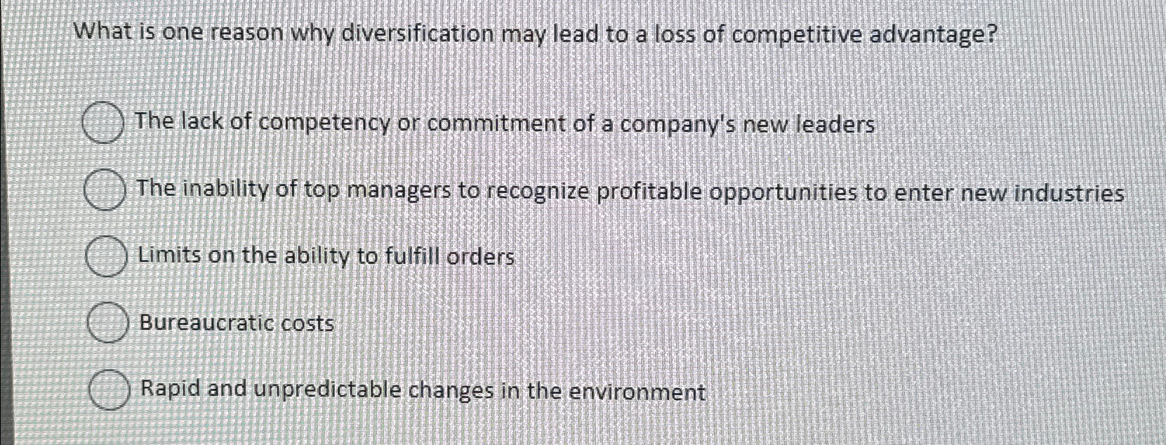  What is one reason why diversification may lead to a loss
