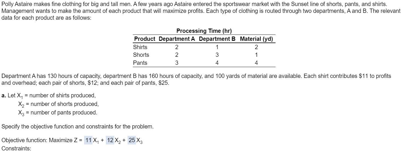 b. A linear programming software shows that all three constraints are binding.