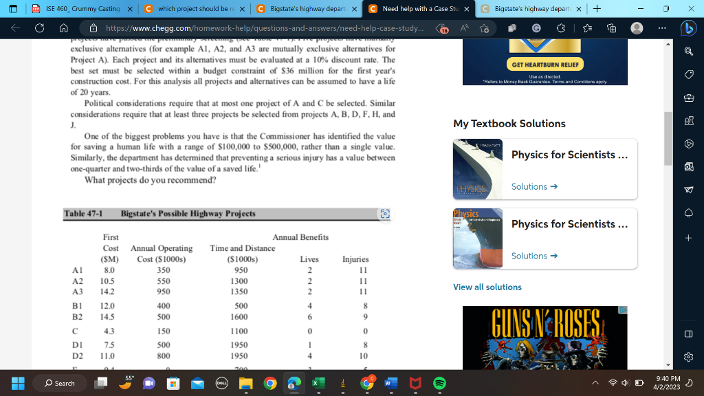 the range of possibilities for the values of lives and injuries? This