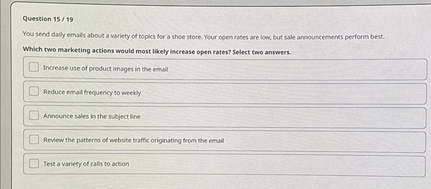  Question 1519 You send daily emails about a variety of topics