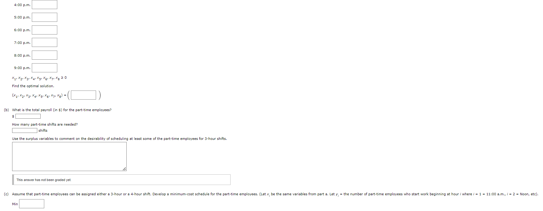 NOTES A linear programming computer package is needed. varies with the time