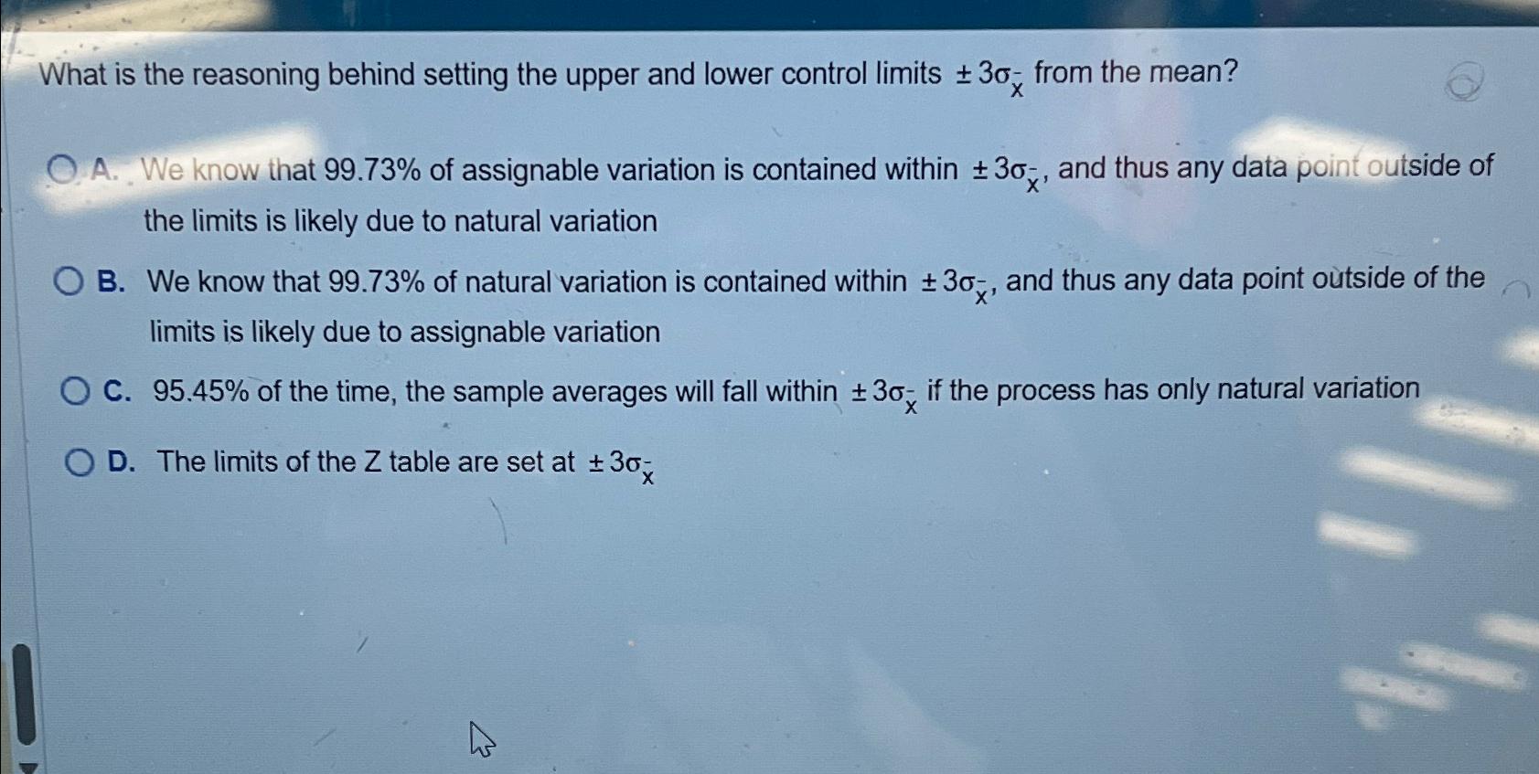  What is the reasoning behind setting the upper and lower control