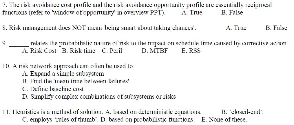 7. The risk avoidance cost profile and the risk avoidance opportunity
