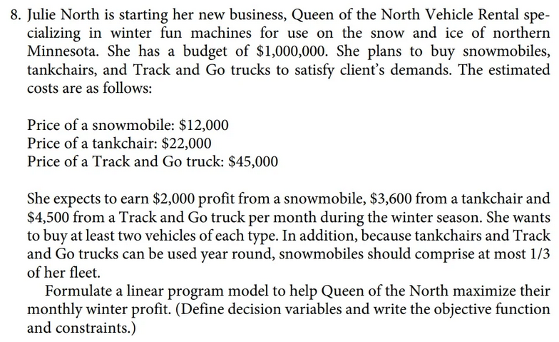 Using Excel Solver, solve for the optimal solution and optimal value and