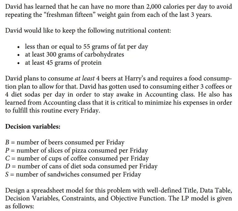 Excel spreadsheet model and use Solver to determine the optimal solution and