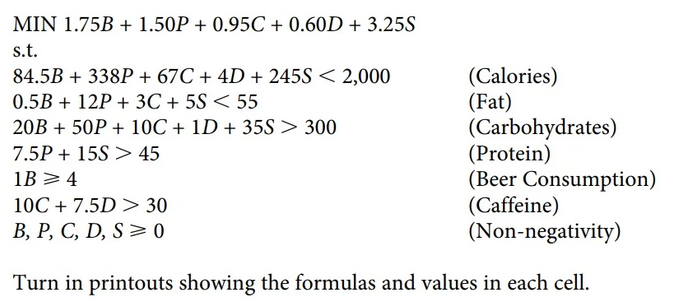 optimal value. Include the LP formulation (with labels) in a textbox. Create