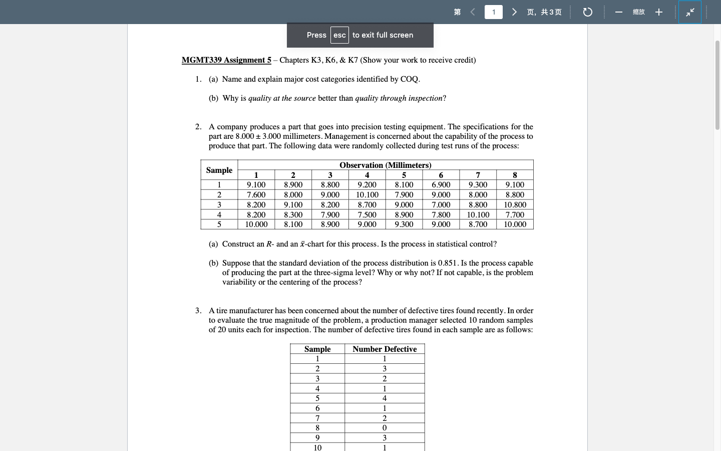  MGMT339 Assignment 5 - Chapters K 3,K6, \& K7 (Show your