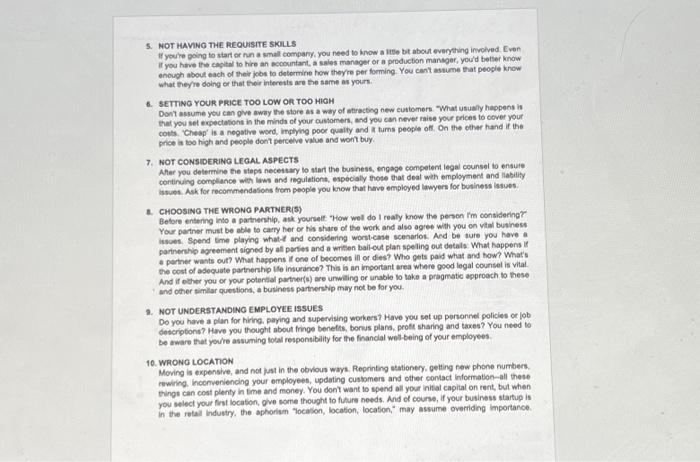 IEN MISTAKES TO AVOID WHEN STARTING A BUSINESS Apply your critical thinking