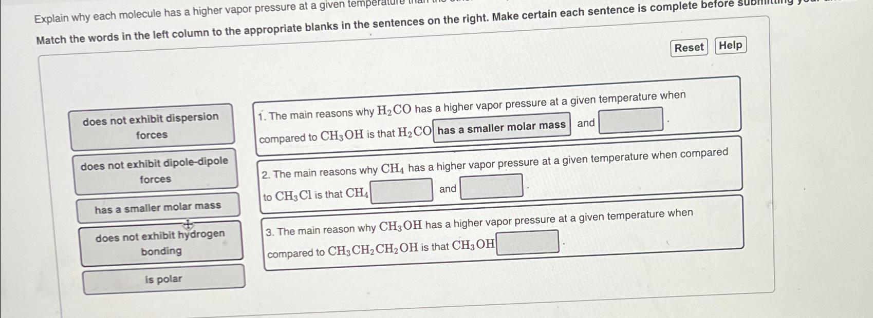  sentences on the right. Make certain each sentence is complete before