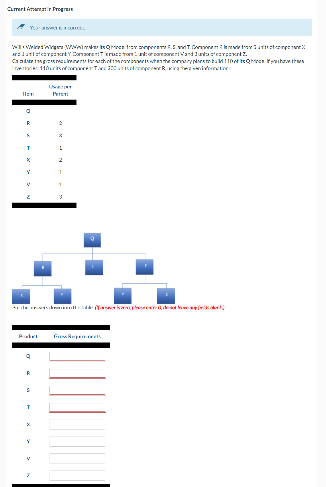 Current Attempt in Progress - Your answer is incorrect. Will's Welded