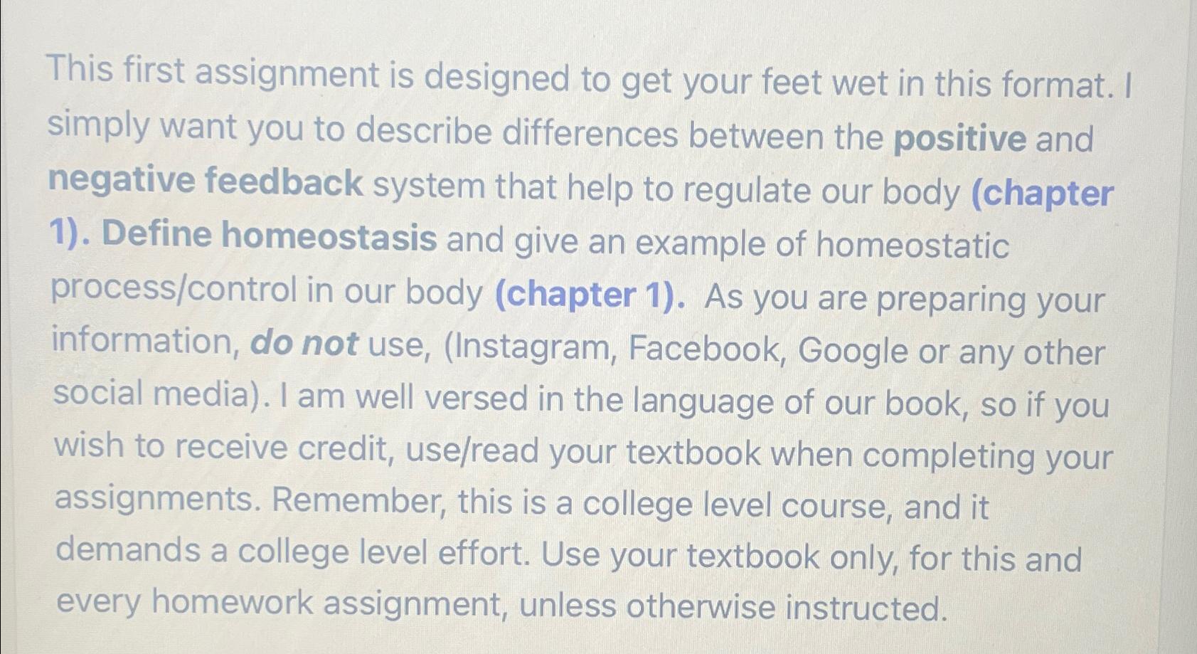  This first assignment is designed to get your feet wet in