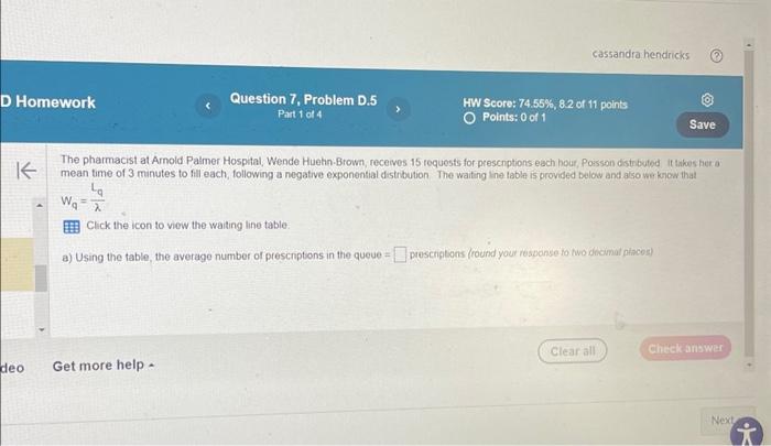  D Homework K deo Wa = Question 7, Problem D.5 Part