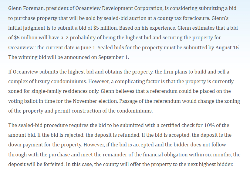  To determine whether Oceanview should submit the $5 million bid, Glenn