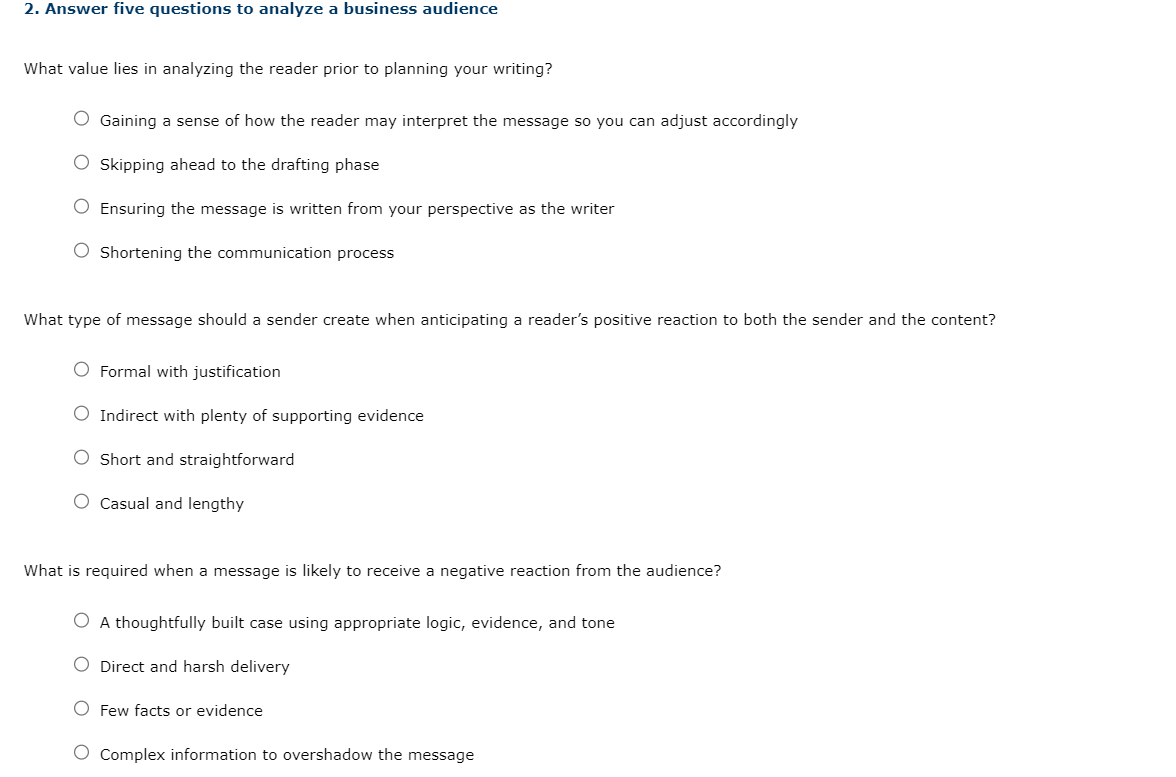  Answer five questions to analyze a business audience What value lies