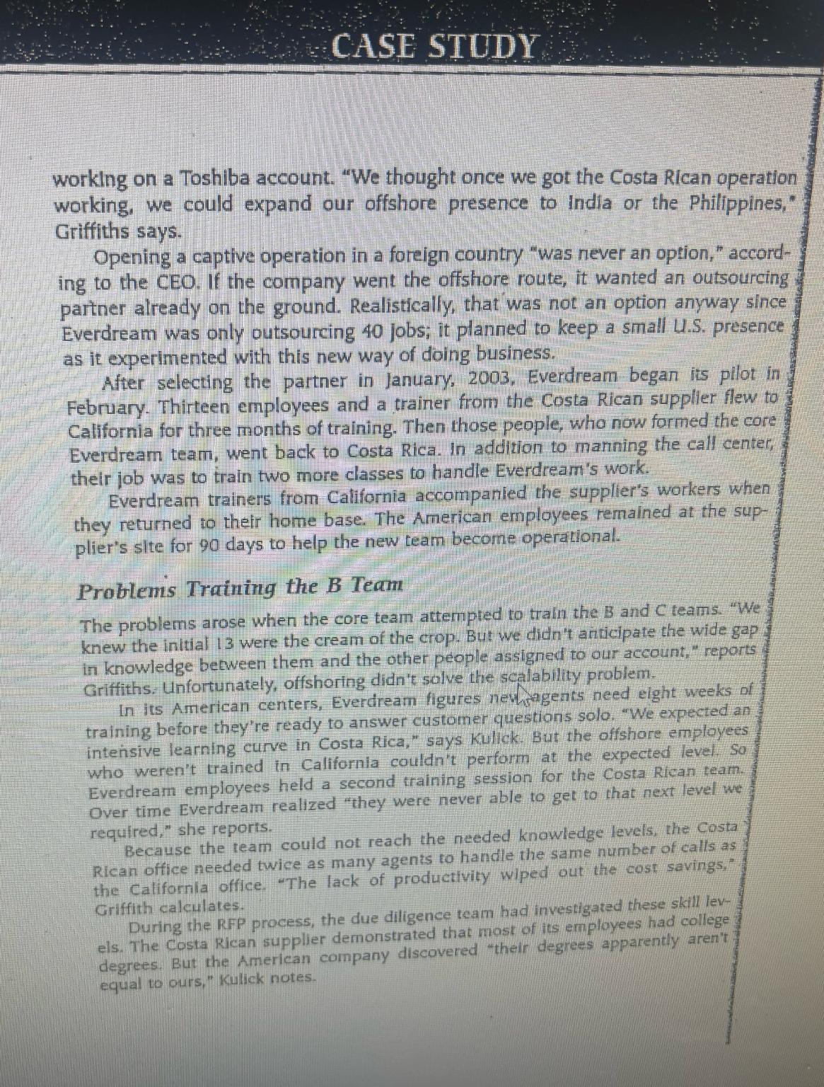  CASE STUDY Offshoring a Call Center for Everdream ?2 Finding the