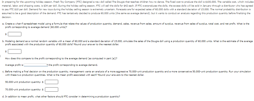  decision. profit corresponding to average demand units 