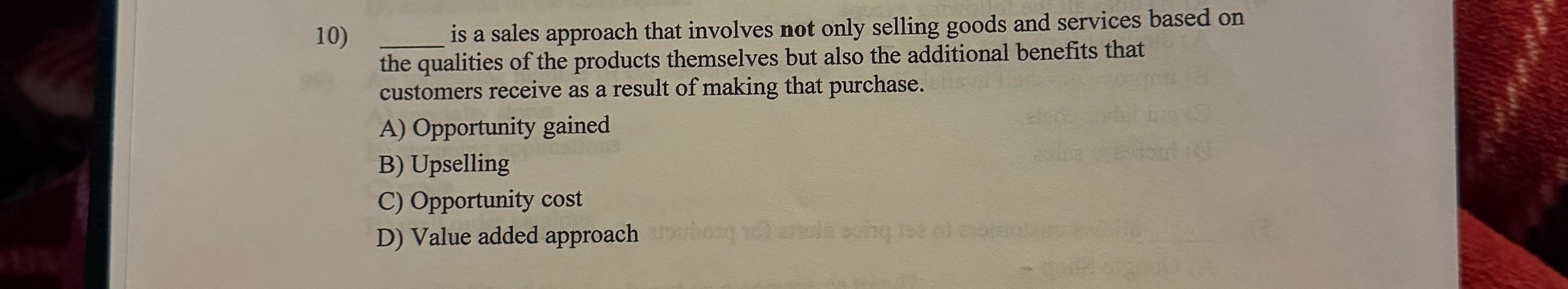  is a sales approach that involves not only selling goods and