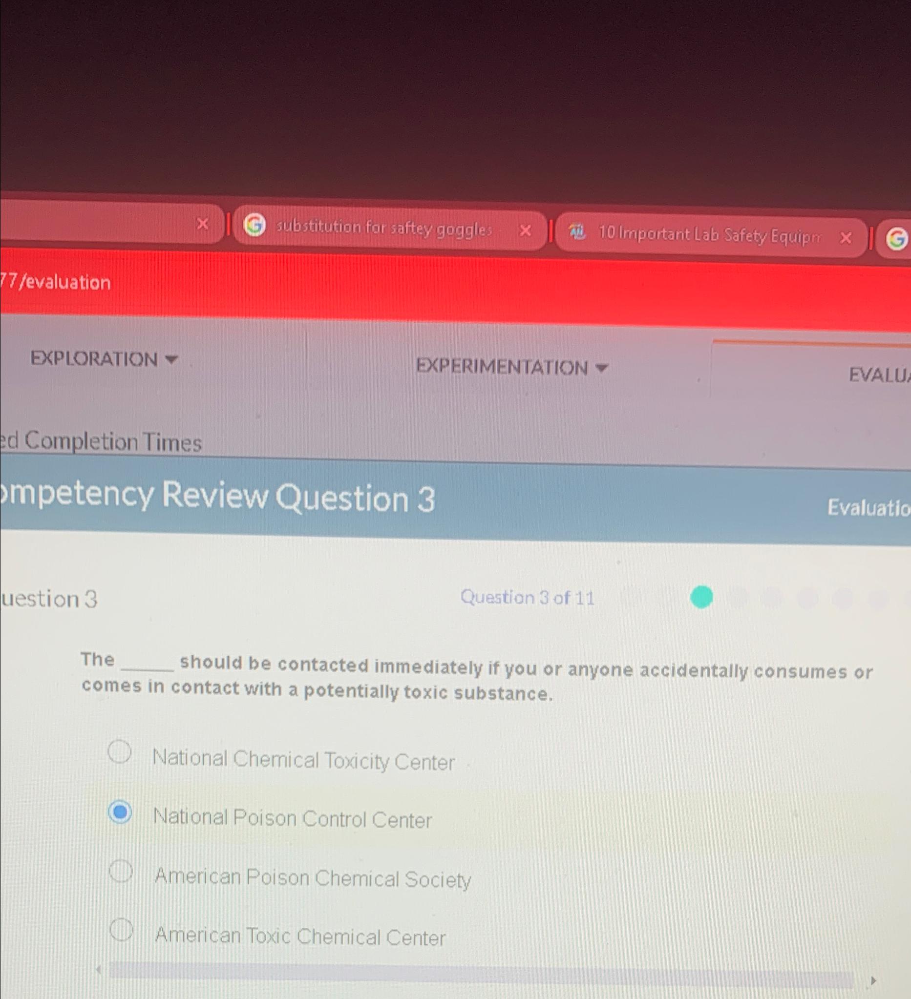  77? evaluation EXPLORATION EXPERIMENTATION - EVALU, Completion Times mpetency Review Question