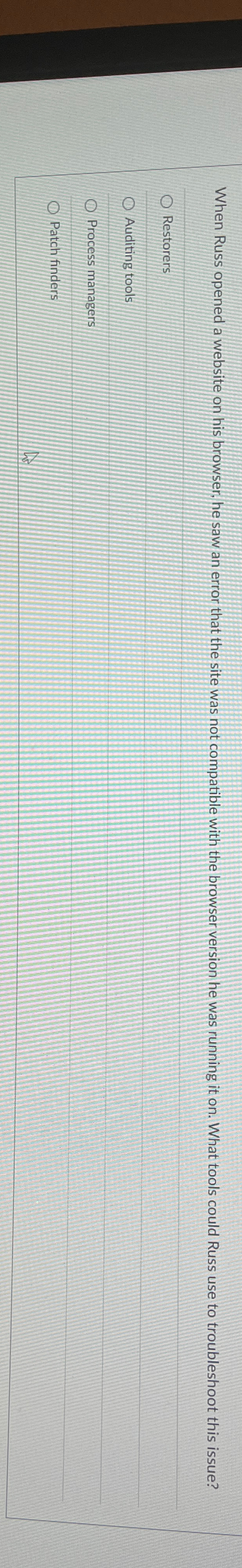  When Russ opened a website on his browser, he saw an