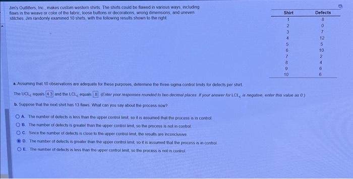 please show every step for each answer! thanks Im's Outitters, Inc, makes