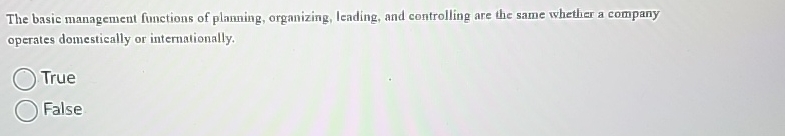  The basic management functions of plaming, organizing, leading, and controlling are