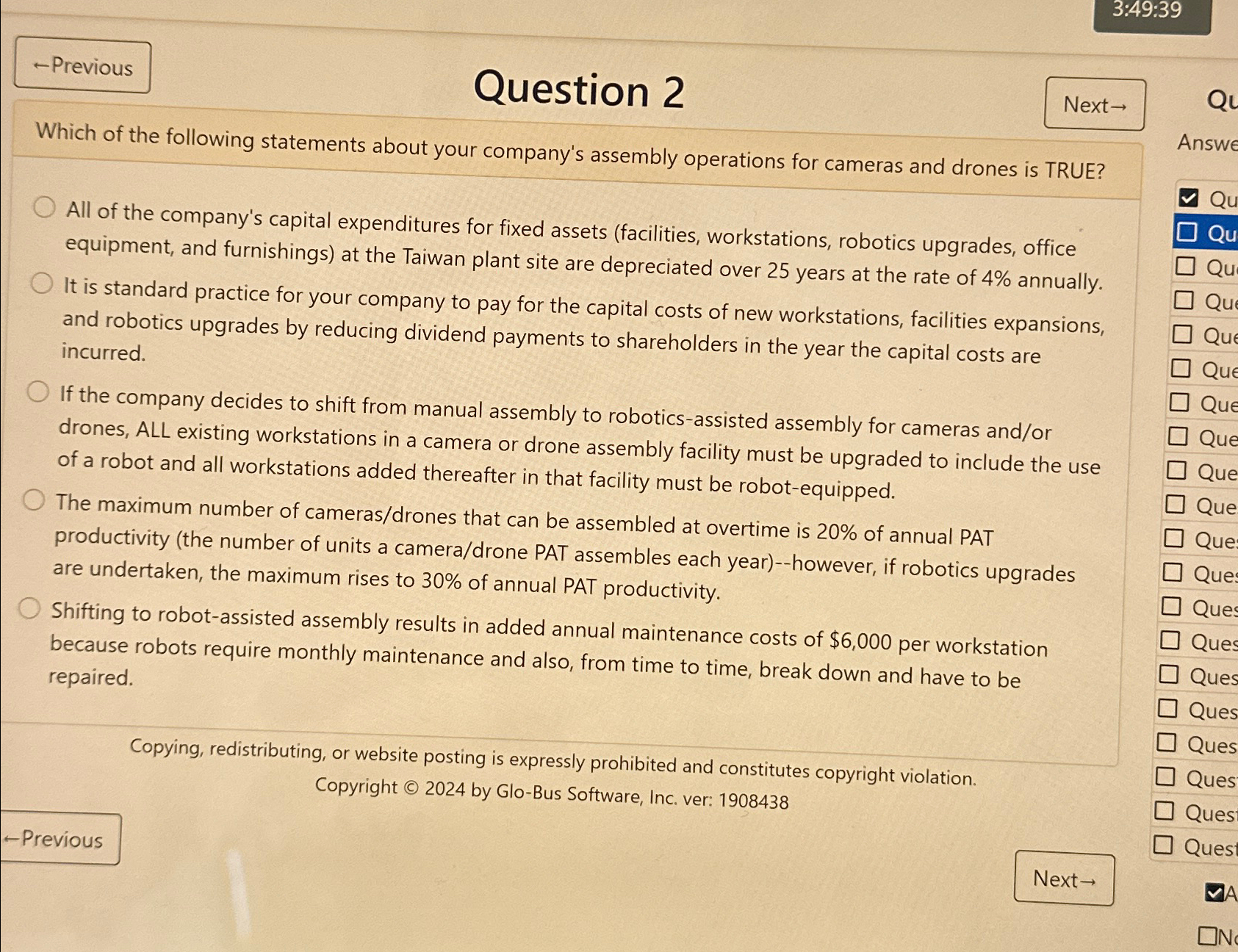  3:49:39 larr Previous Question 2 Next Which of the following statements