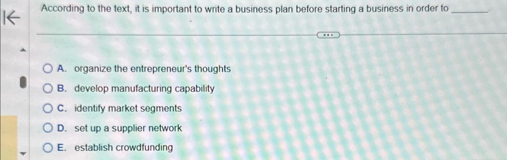  According to the text, it is important to write a business