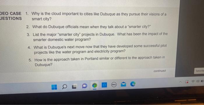 management 1. Why is the cloud important to cities like Dubuque as
