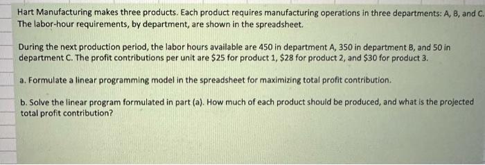  please solve in excel and show step by step instructions. Hart