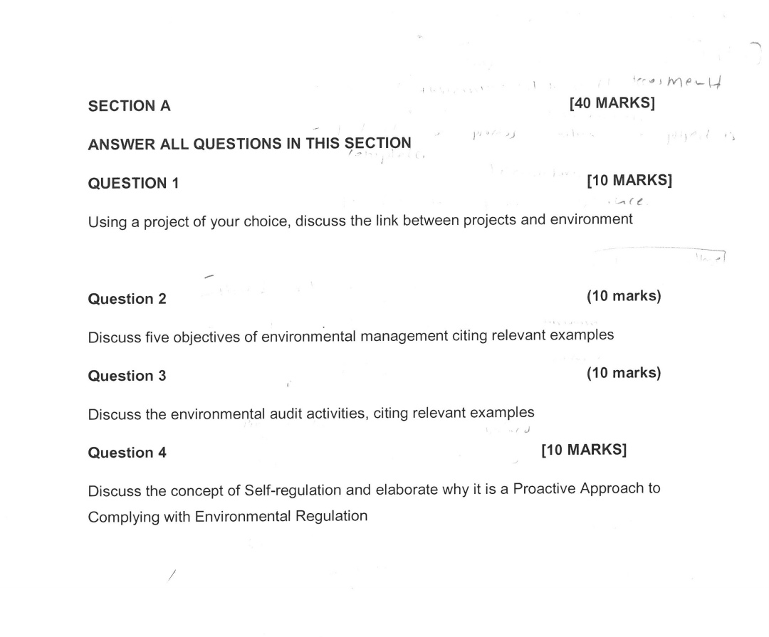  SECTION A [40 MARKS] ANSWER ALL QUESTIONS IN THIS SECTION QUESTION