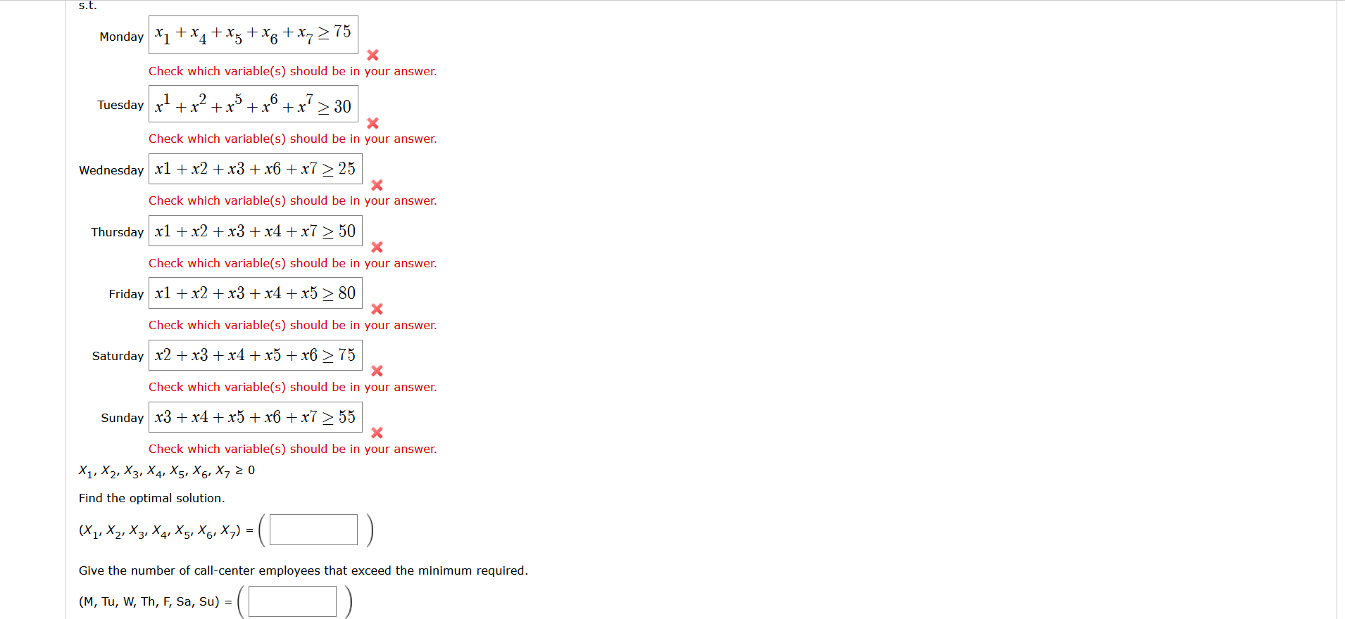 the potential loss of customers. the following table. call-center employees who start