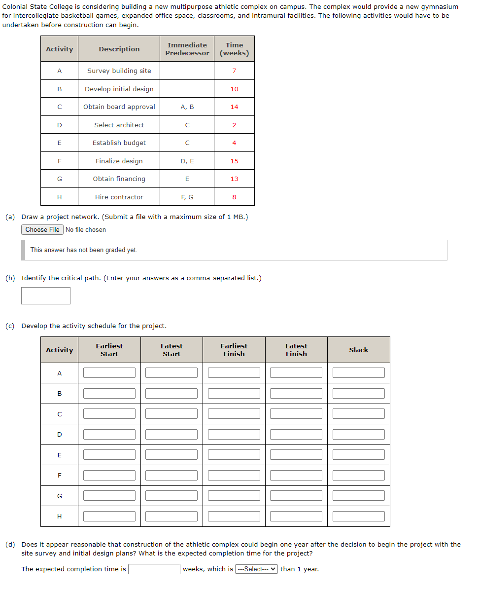 Colonial State College is considering building a new multipurpose athletic complex