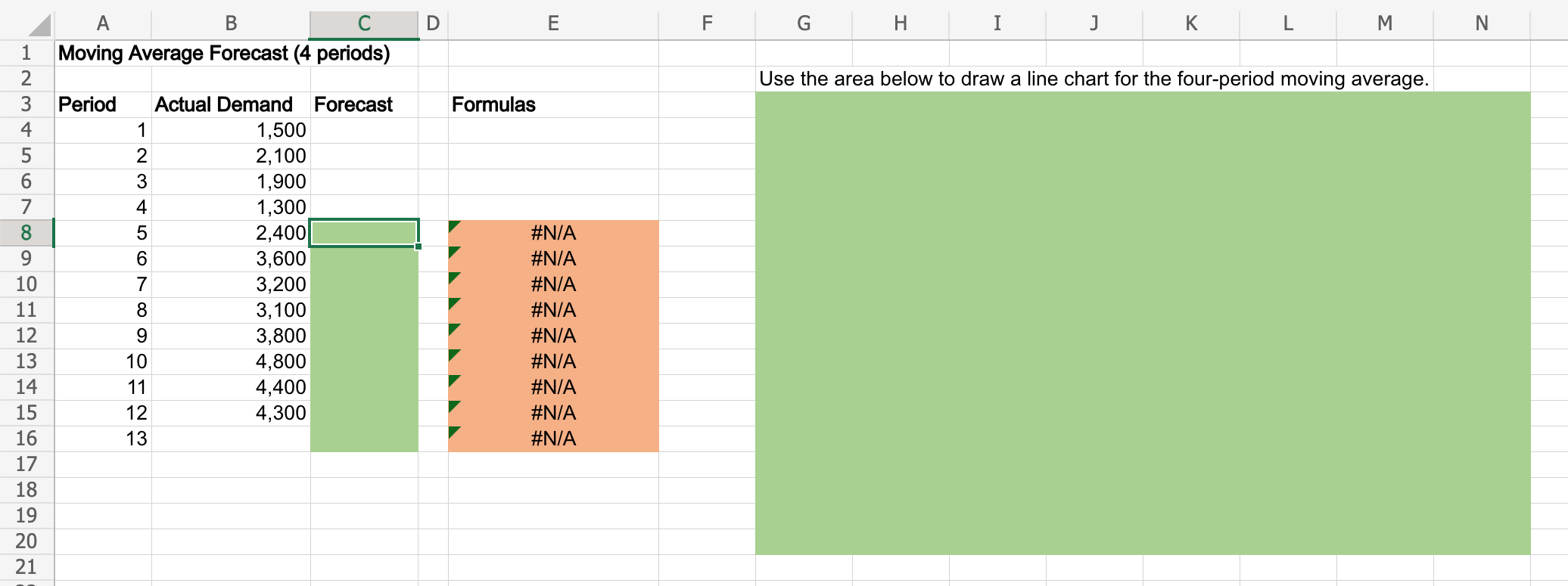  Excel Online Structured Activity: Moving Average Forecast Consider the demand for