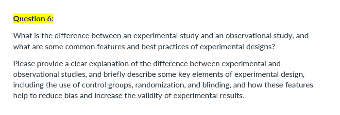  What is the difference between an experimental study and an observational