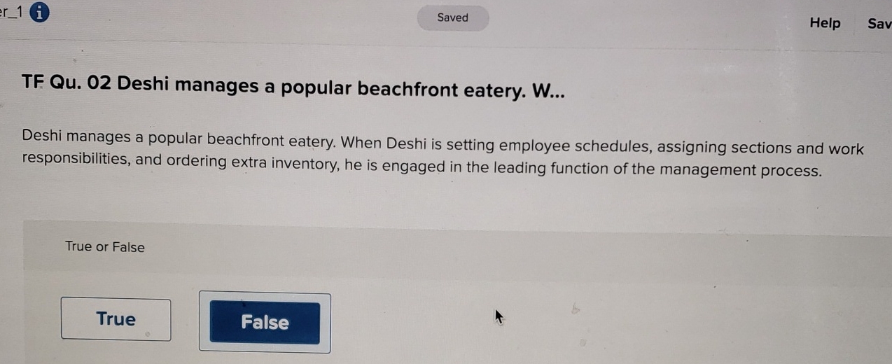  Help Sav TF Qu.02 Deshi manages a popular beachfront eatery. W...