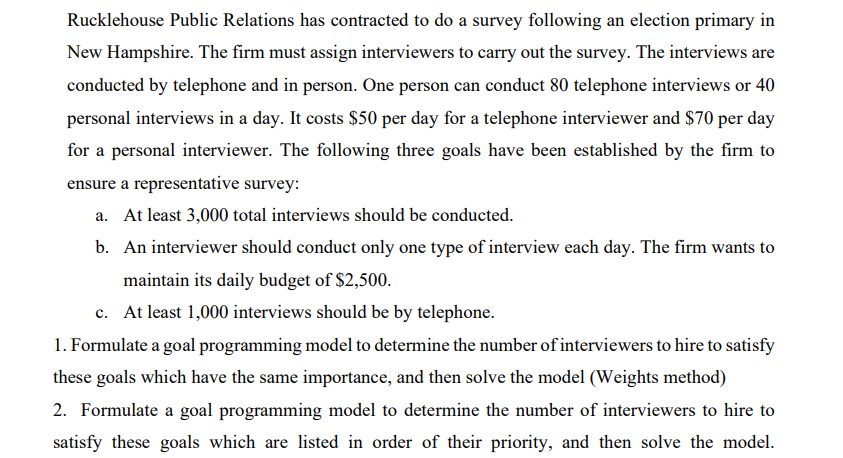  Solve this Question Using Excel (''Excel Solver'') Only Rucklehouse Public Relations