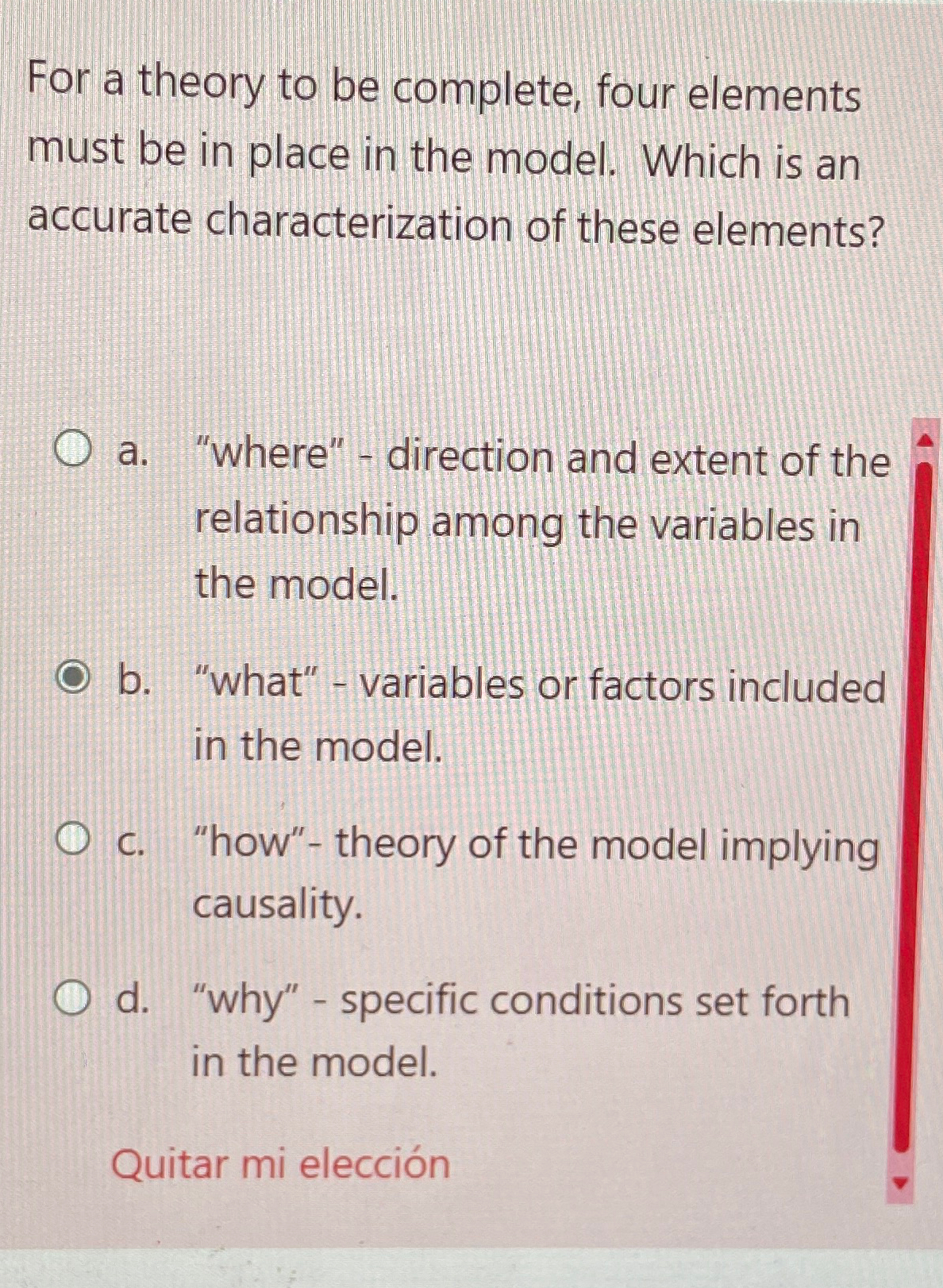  For a theory to be complete, four elements must be in