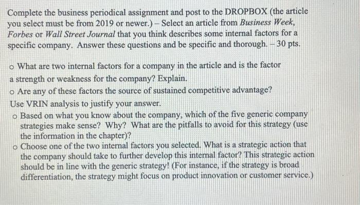 find an article and answer all the questions below Complete the business