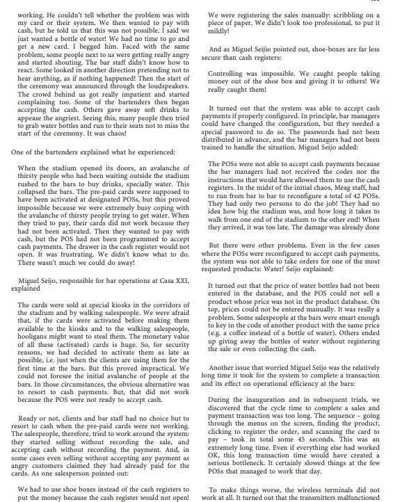 case describes the implementation and subsequent fallure of an innovative system installed