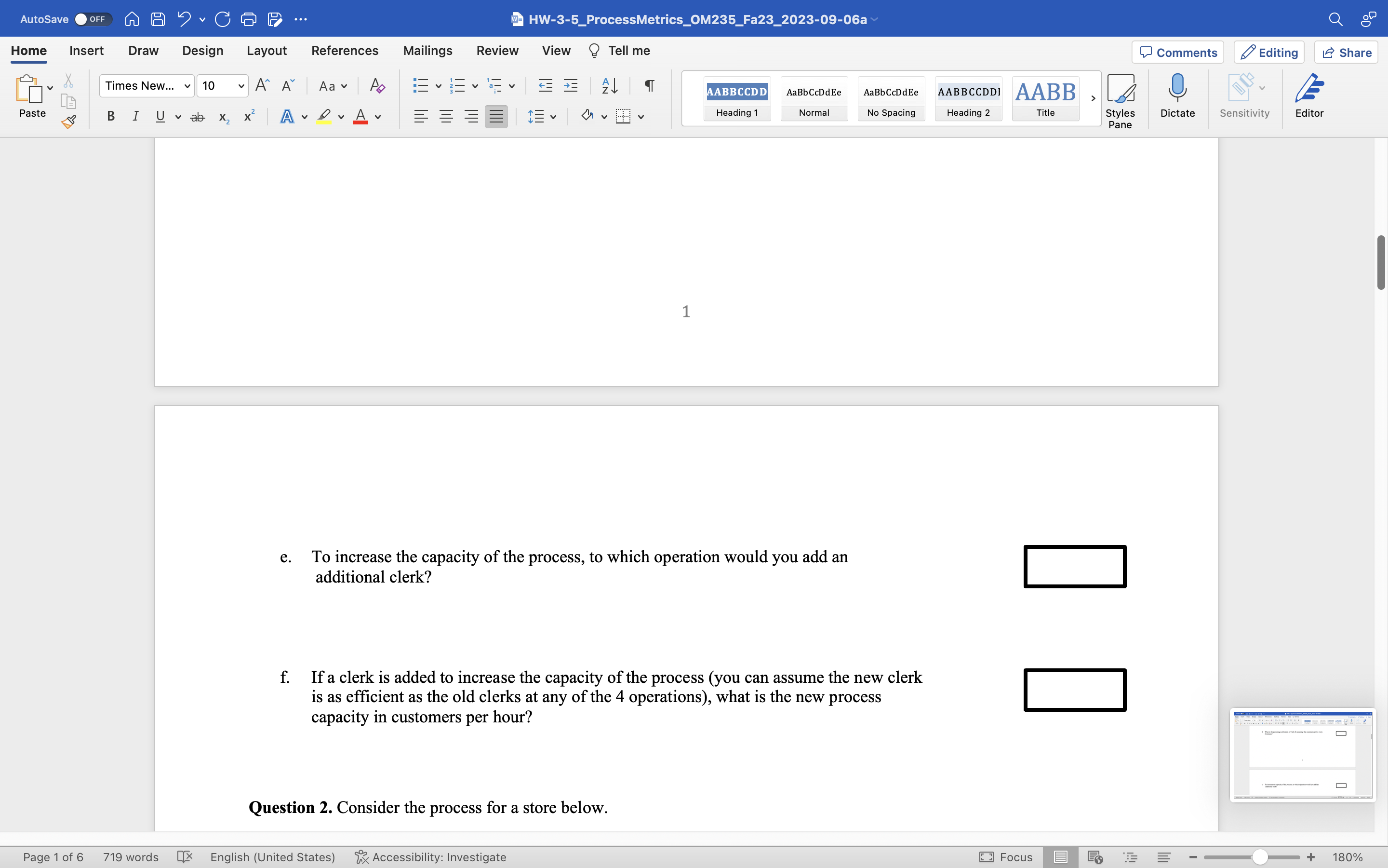 1 e. To increase the capacity of the process, to which operation