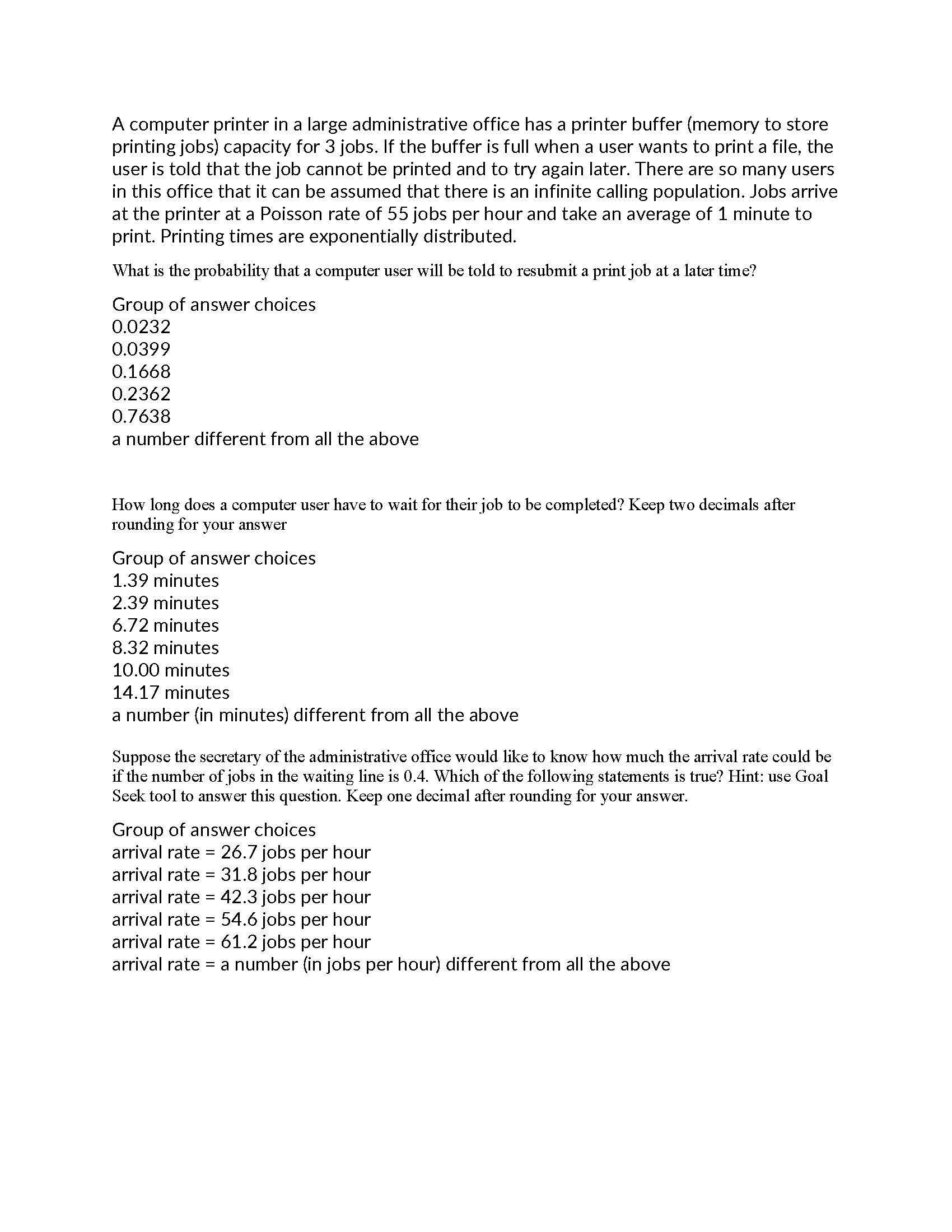  A computer printer in a large administrative office has a printer