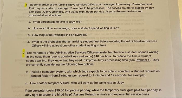answer question 2 1 Students arrive at the Administrative Services Office at