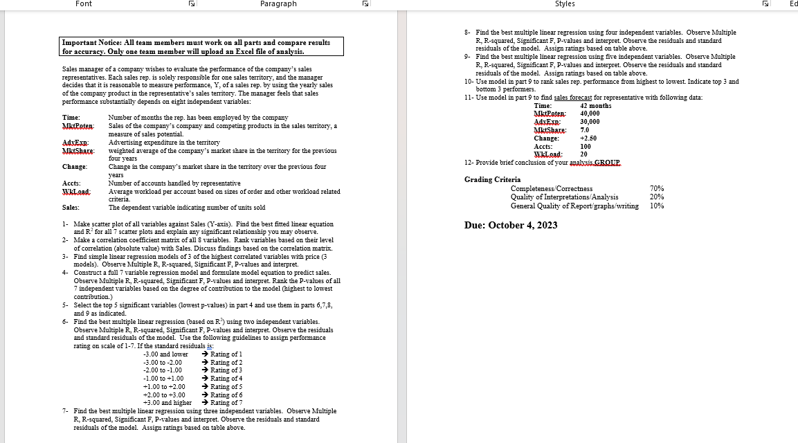 Help with question 8 please Important Notice: All team members must work