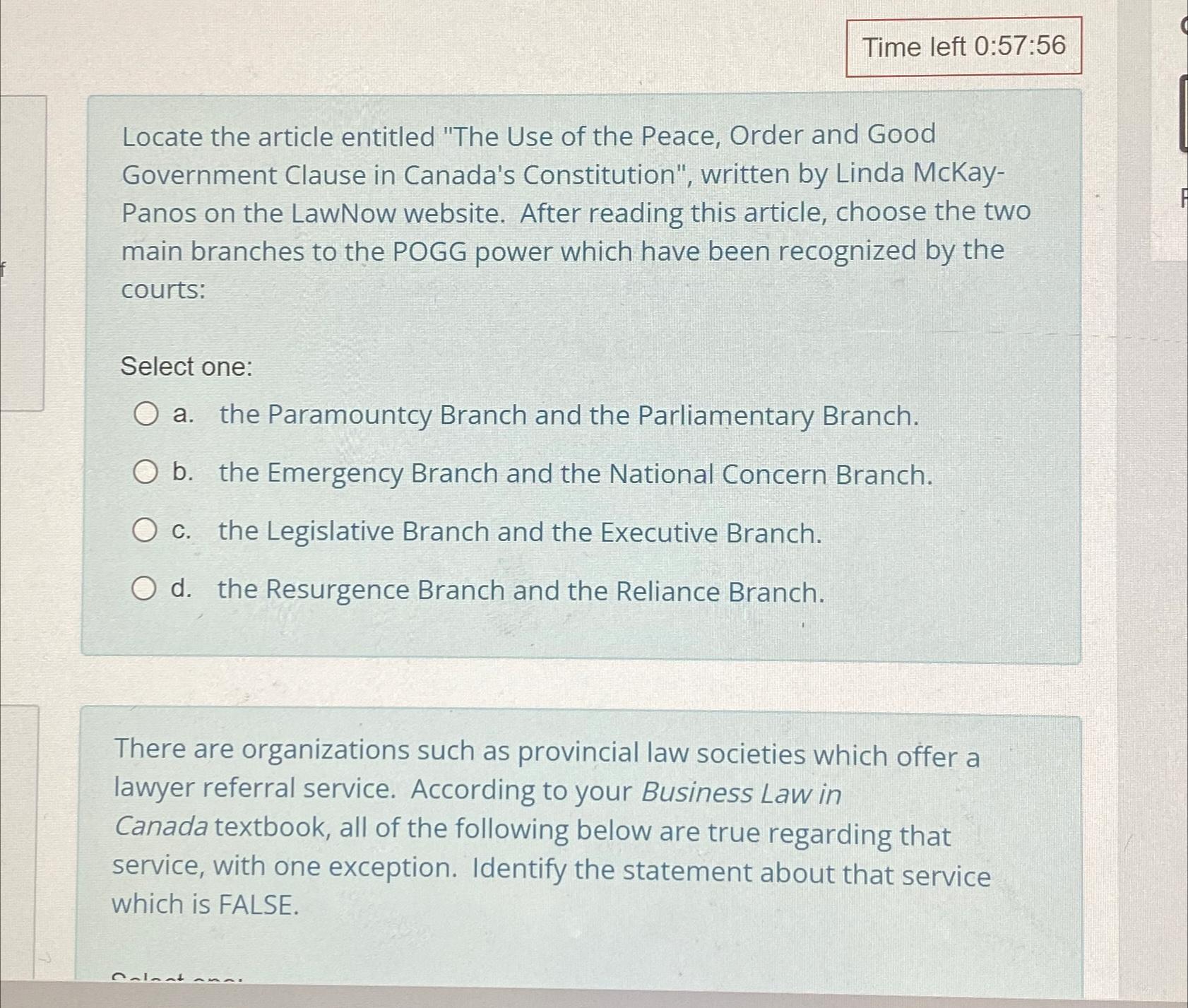  Time left 0:57:56 Locate the article entitled "The Use of the