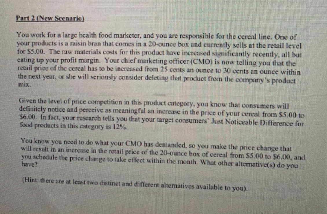  *Please do not copy You work for a large health food