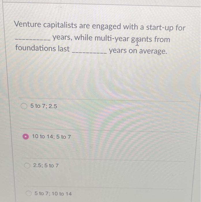  Venture capitalists are engaged with a start-up for years, while multi-year