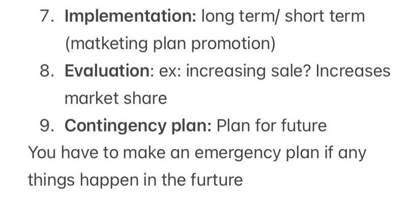 Costa coffee about product: Cafe latte 7. Implementation: long term/ short term