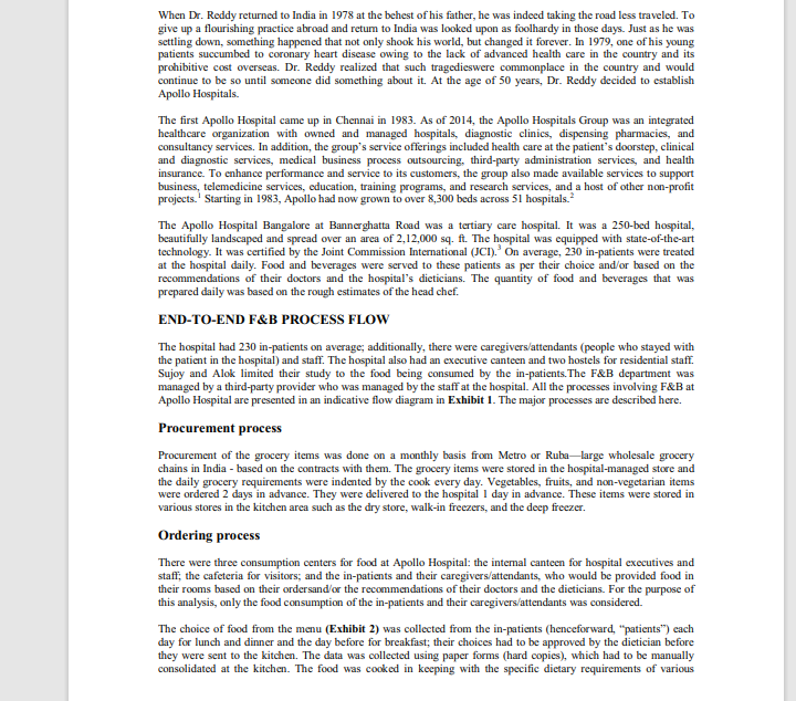to 4 pages. Questions: 1. Apollo serves 120 food items from its
