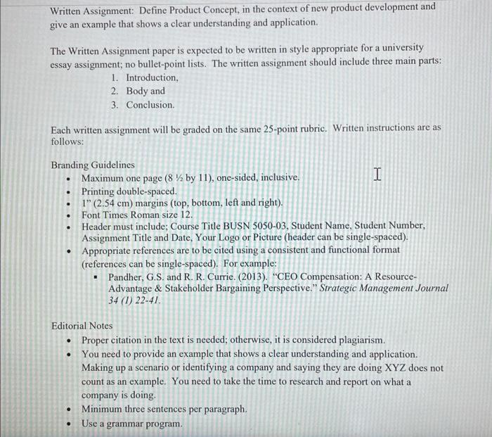  give an example that shows a clear understanding and application. The